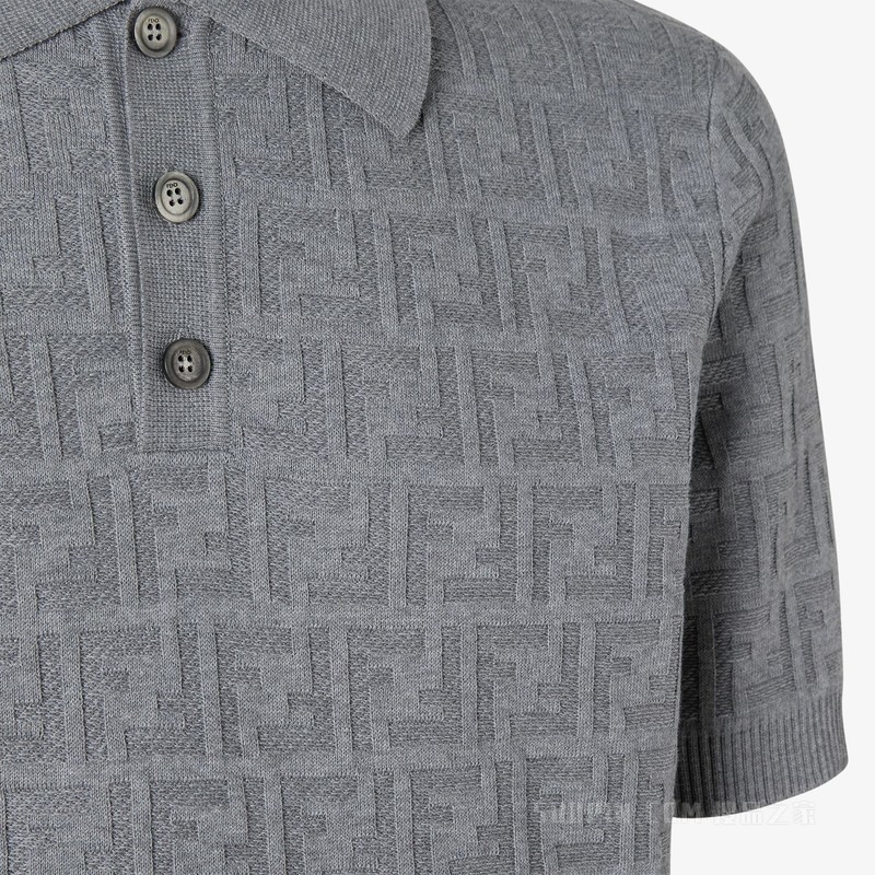 Polo衫 FENDI 2026春节限定系列灰色FF棉质Polo衫