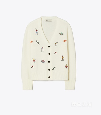 刺绣高尔夫开衫 象牙白