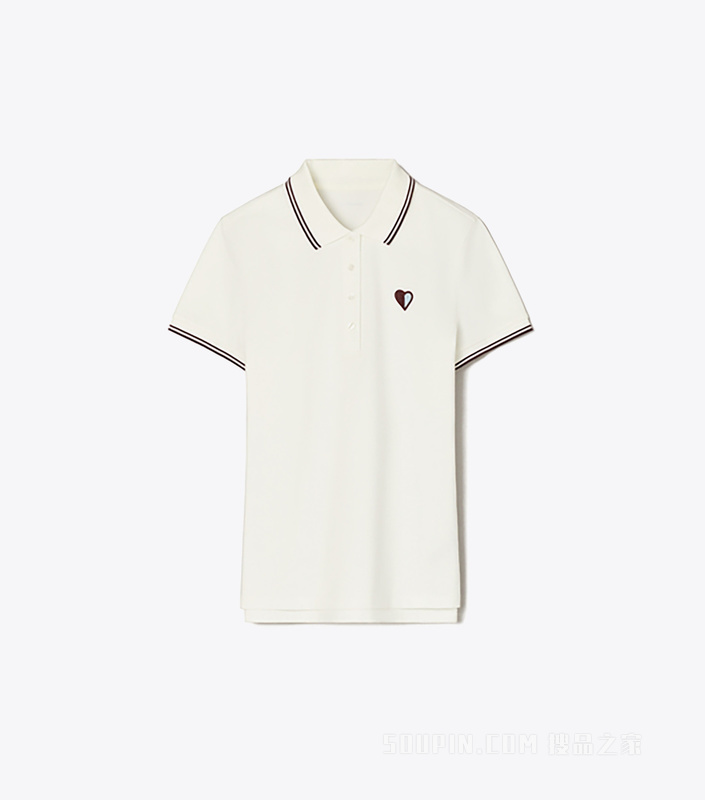 网眼布心形 Polo 衫 雪花白