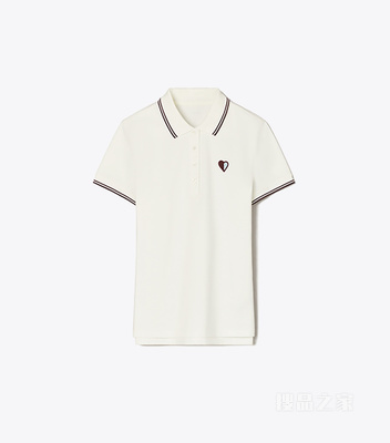 网眼布心形 Polo 衫 雪花白