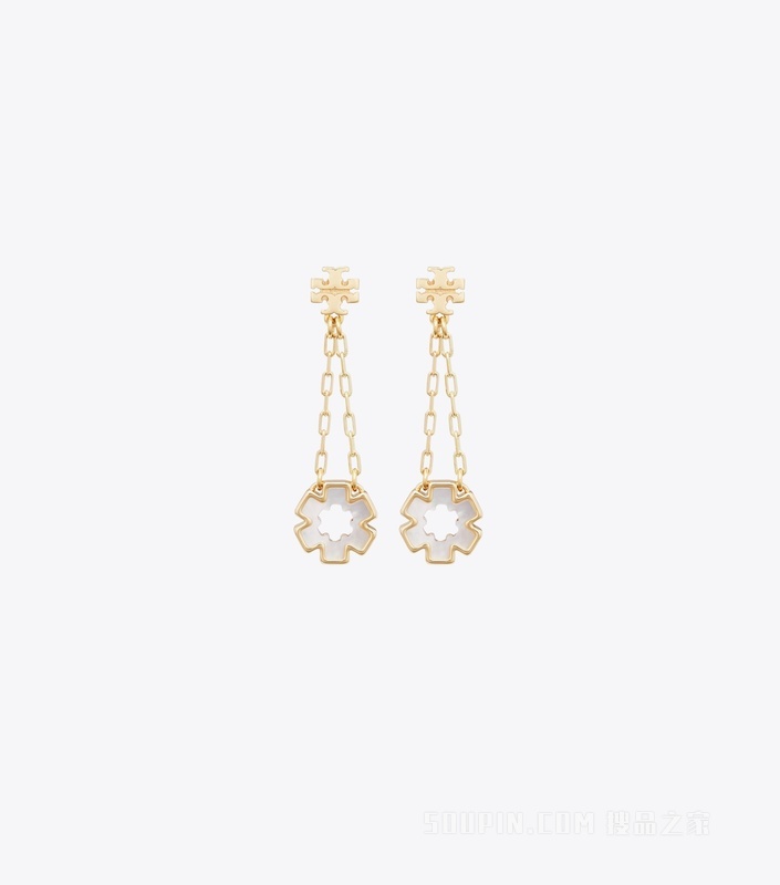 【礼物】Forget Me Not 勿忘我系列珍珠吊坠耳环 Tory 金/珍珠母贝色