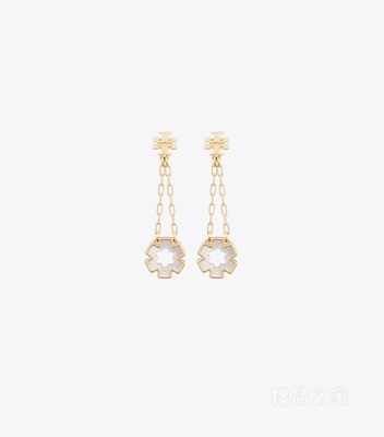 【礼物】Forget Me Not 勿忘我系列珍珠吊坠耳环 Tory 金/珍珠母贝色