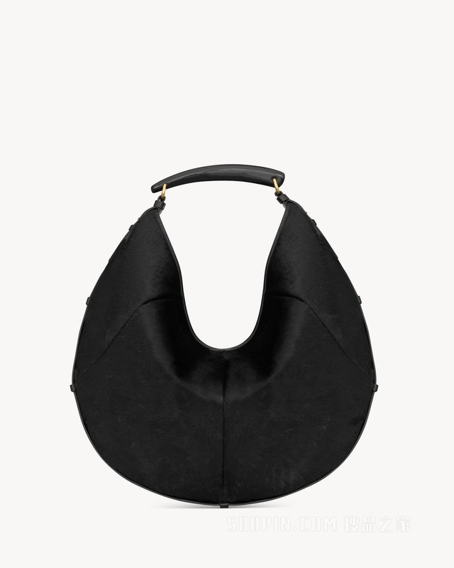 MOMBASA大号马毛效果皮革手袋