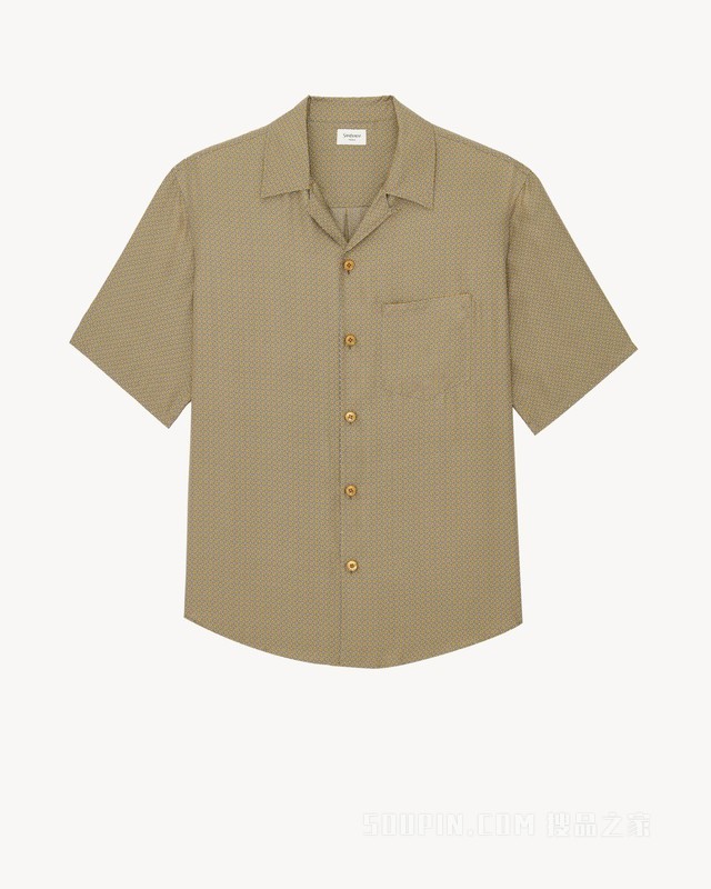 几何桑蚕丝缎面衬衫