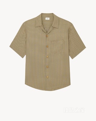 几何桑蚕丝缎面衬衫