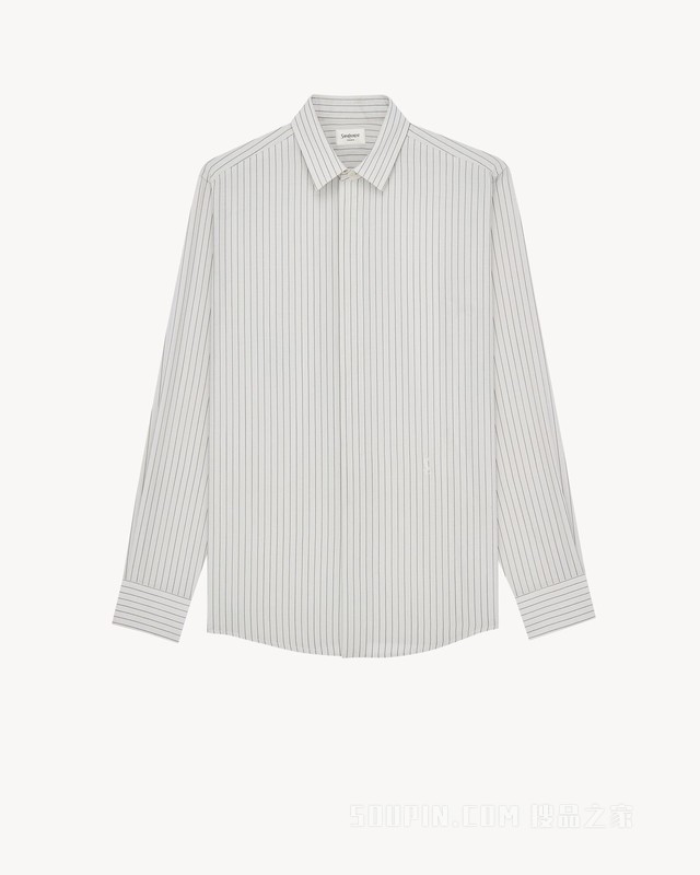 LE CASSANDRE条纹粘胶纤维修身衬衫