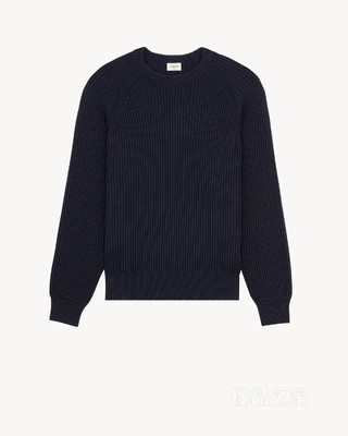 渔夫罗纹棉质圆领毛衫