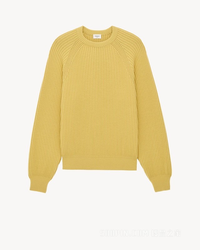 渔夫罗纹棉质圆领毛衫