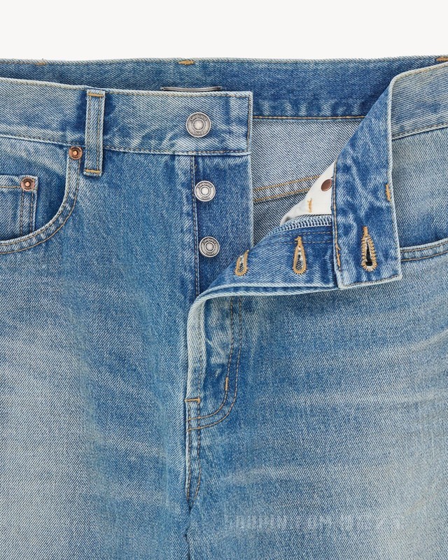 MICK靛蓝海洋色长款牛仔裤