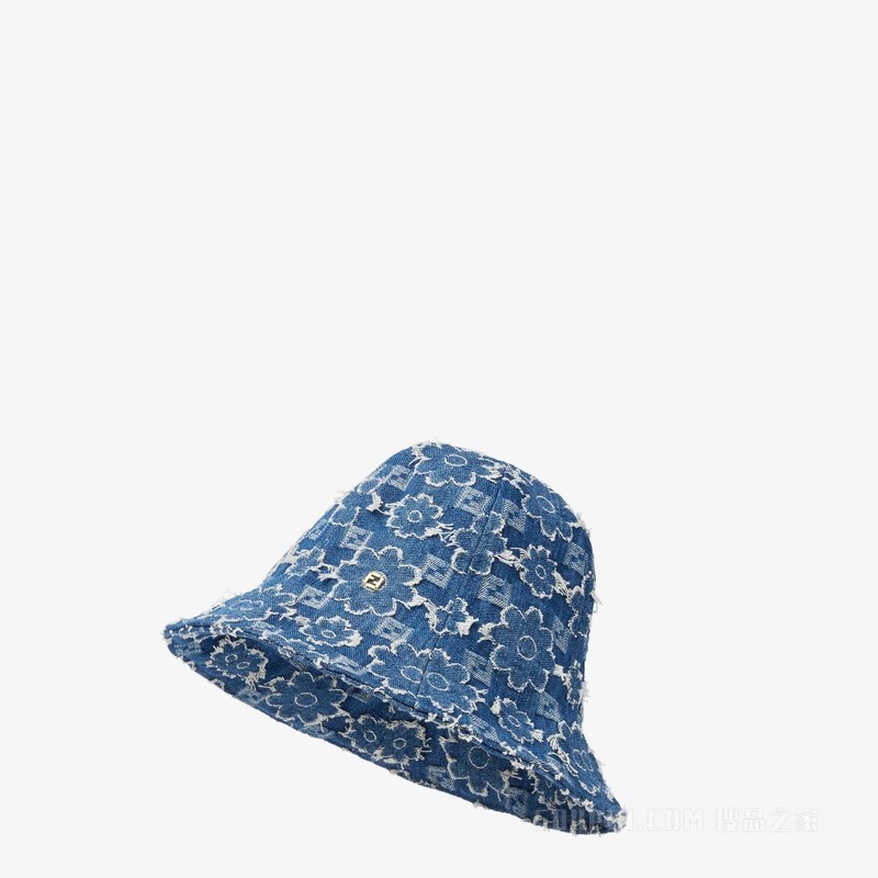 帽子 蓝色FF牛仔面料钟形帽
