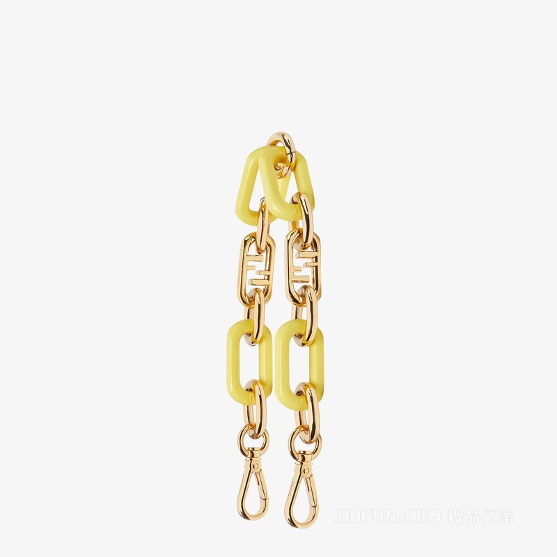 迷你Strap You 金色金属和黄色链条肩带