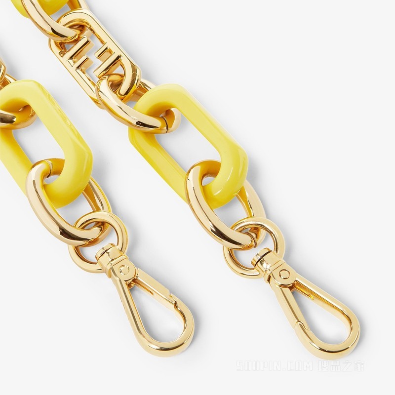 迷你Strap You 金色金属和黄色链条肩带