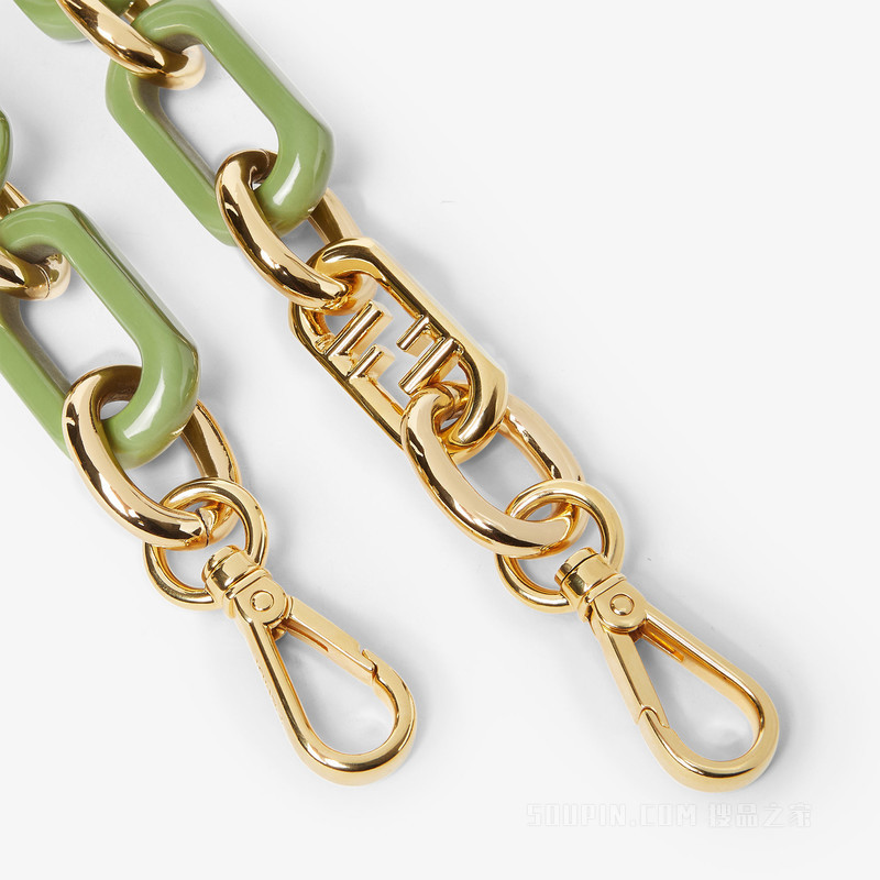Strap You 金色金属和绿色链条肩带