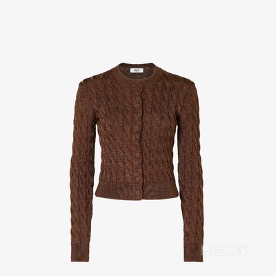 开衫 棕色人造丝开衫