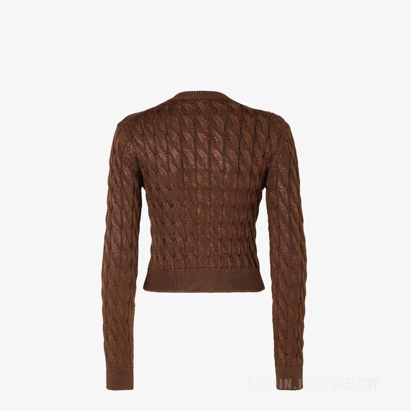 开衫 棕色人造丝开衫