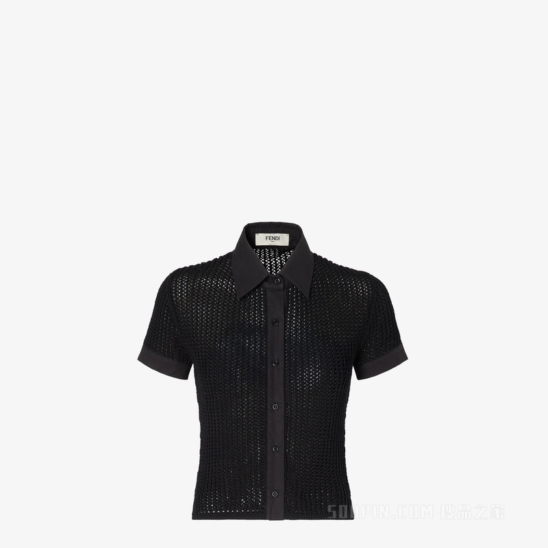 衬衫 黑色棉质网眼布衬衫