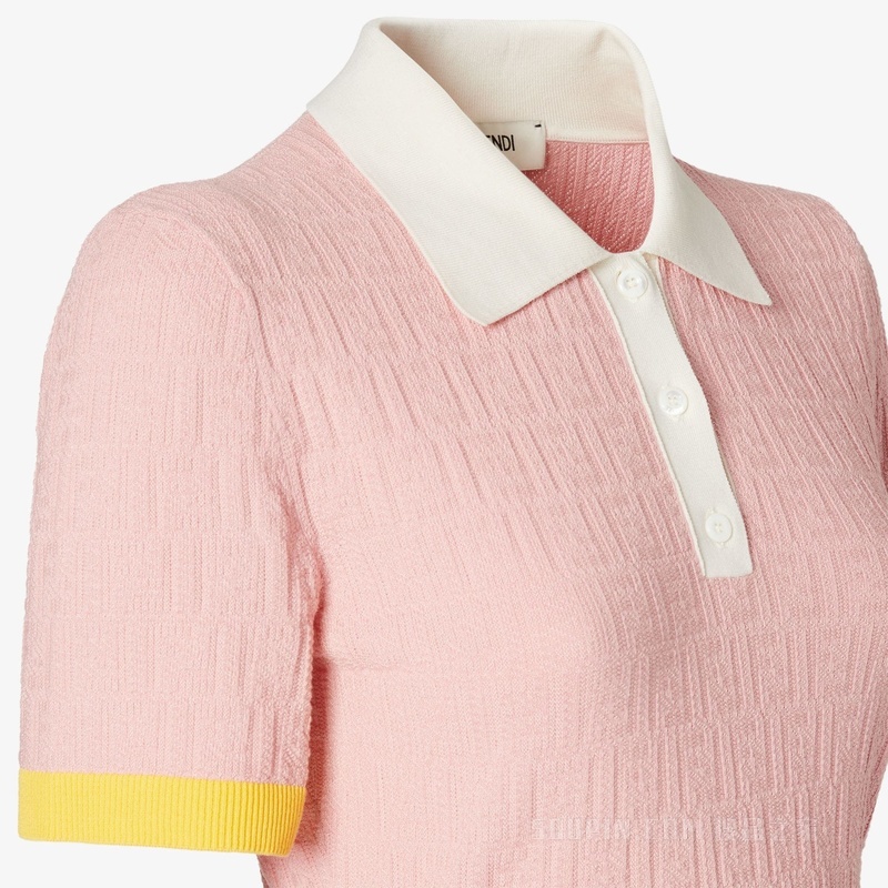 连衣裙 粉红色FF棉质和桑蚕丝连衣裙