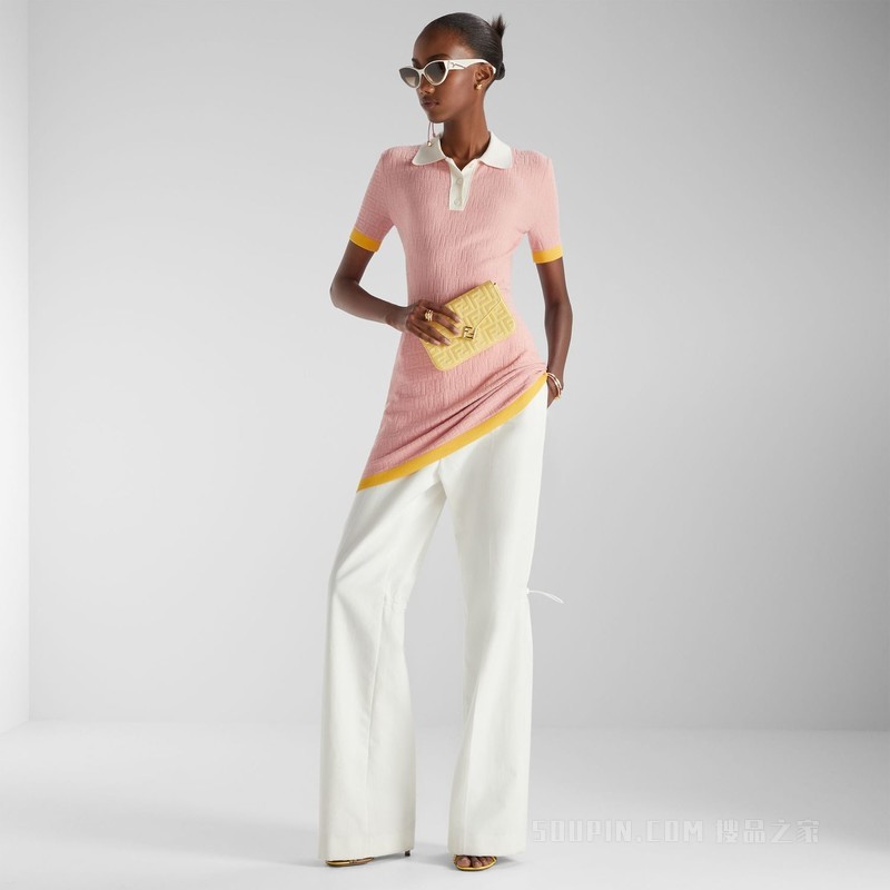 连衣裙 粉红色FF棉质和桑蚕丝连衣裙