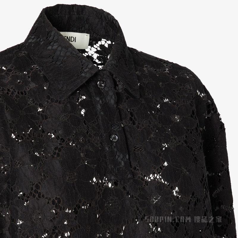 Polo衫 黑色蕾丝Polo衫