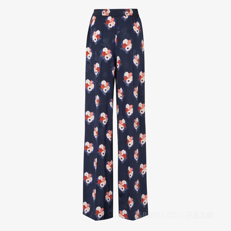 长裤 深蓝色桑蚕丝长裤