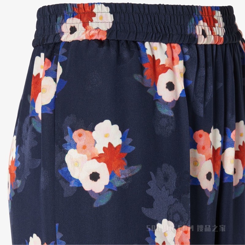 长裤 深蓝色桑蚕丝长裤