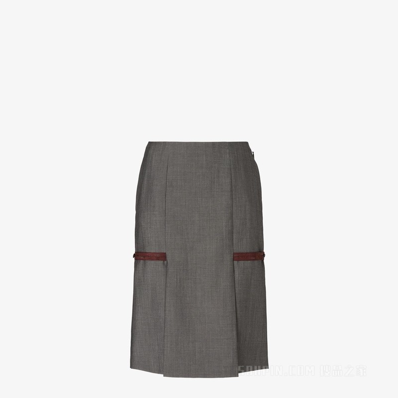 半身裙 灰色马海毛布料半身裙