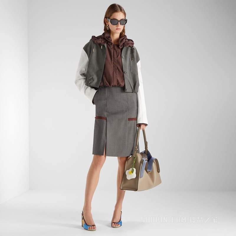 半身裙 灰色马海毛布料半身裙