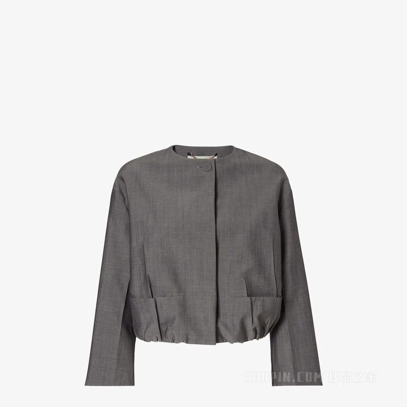 夹克 灰色马海毛布料夹克