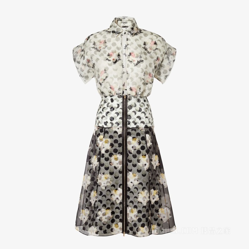 连衣裙 黑色和白色欧根纱蕾丝连衣裙