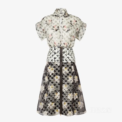 连衣裙 黑色和白色欧根纱蕾丝连衣裙