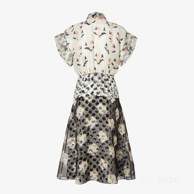 连衣裙 黑色和白色欧根纱蕾丝连衣裙