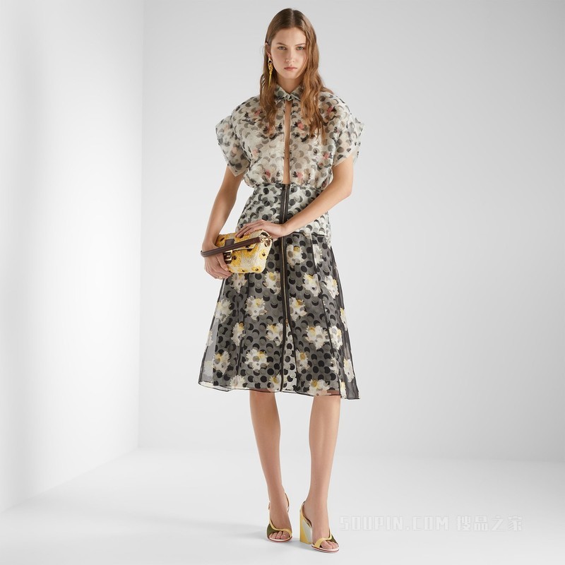 连衣裙 黑色和白色欧根纱蕾丝连衣裙