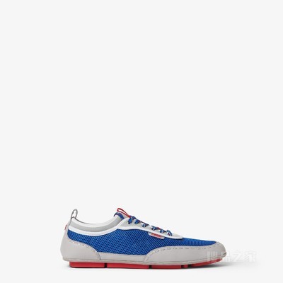 FENDI Fit运动鞋 霓虹蓝网眼布和灰色皮革低帮鞋