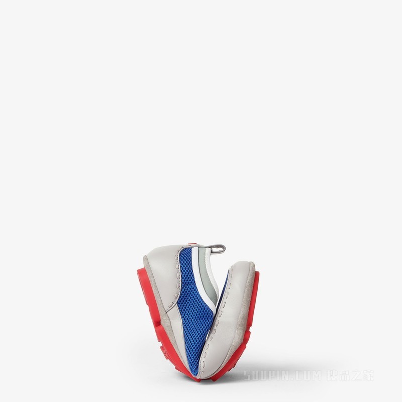 FENDI Fit运动鞋 霓虹蓝网眼布和灰色皮革低帮鞋
