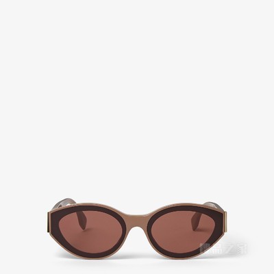 FENDI First 低横梁设计褐灰色醋酸酯材料太阳镜