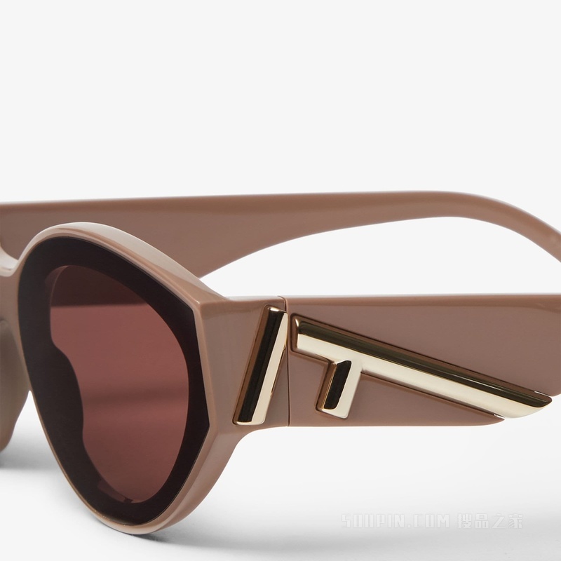 FENDI First 低横梁设计褐灰色醋酸酯材料太阳镜