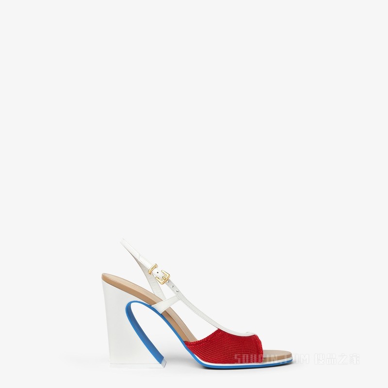 FENDI Arco 白色皮革高跟凉鞋