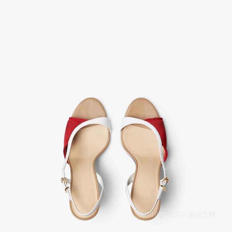 FENDI Arco 白色皮革高跟凉鞋