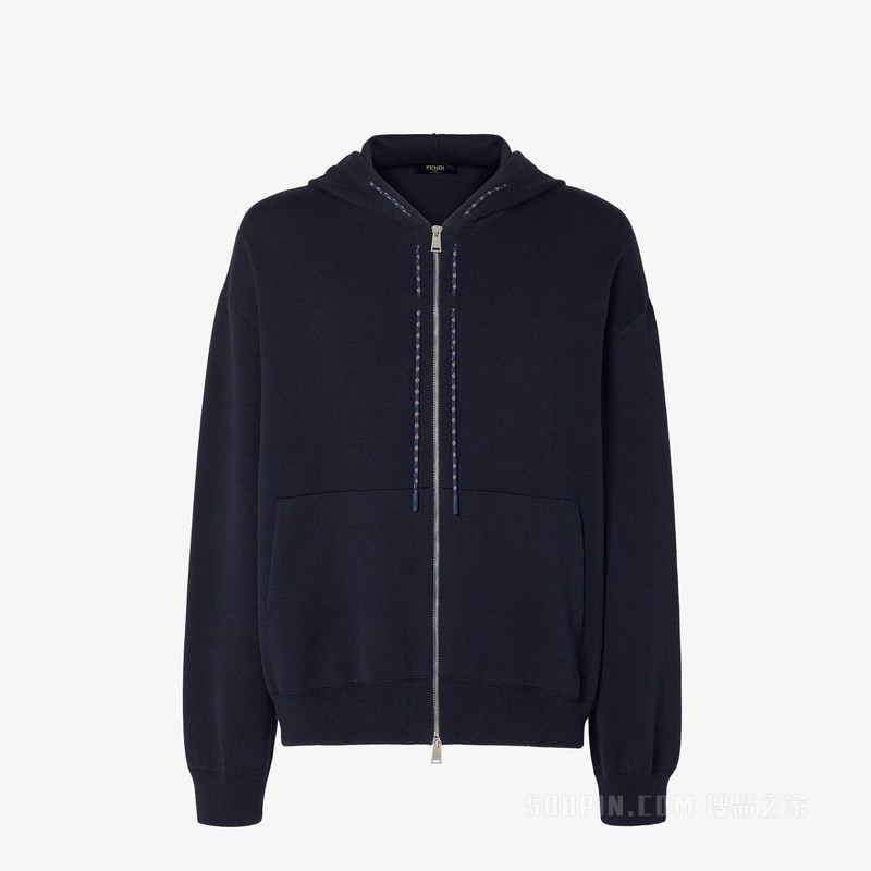 运动衫 蓝色棉和羊绒运动衫