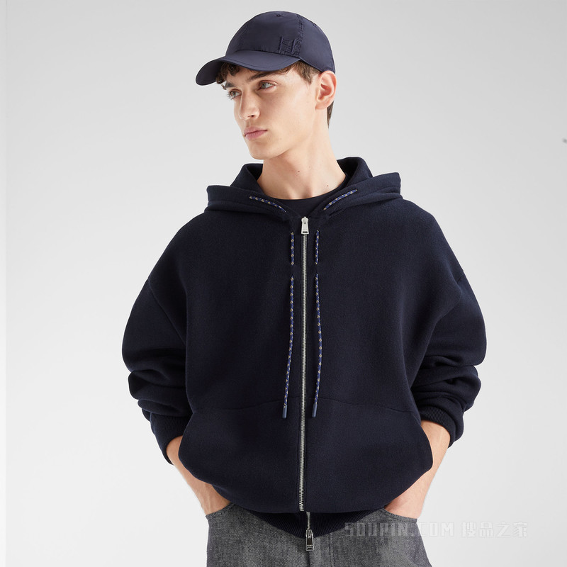 运动衫 蓝色棉和羊绒运动衫