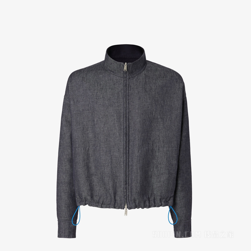 两面穿夹克衫 深蓝色牛仔面料夹克衫