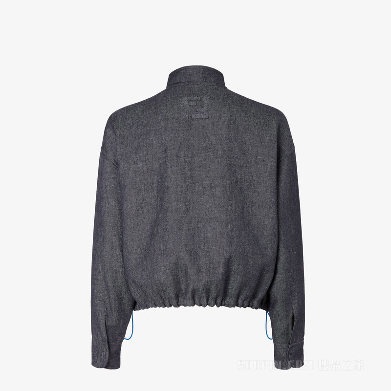 两面穿夹克衫 深蓝色牛仔面料夹克衫