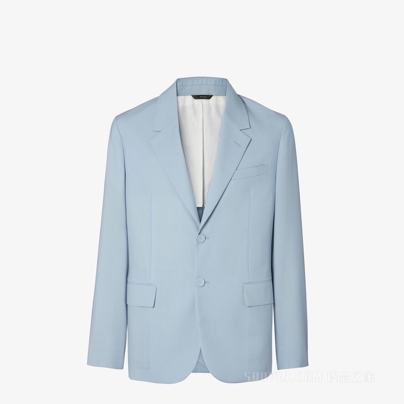 夹克 浅蓝色绵羊毛帆布休闲西装