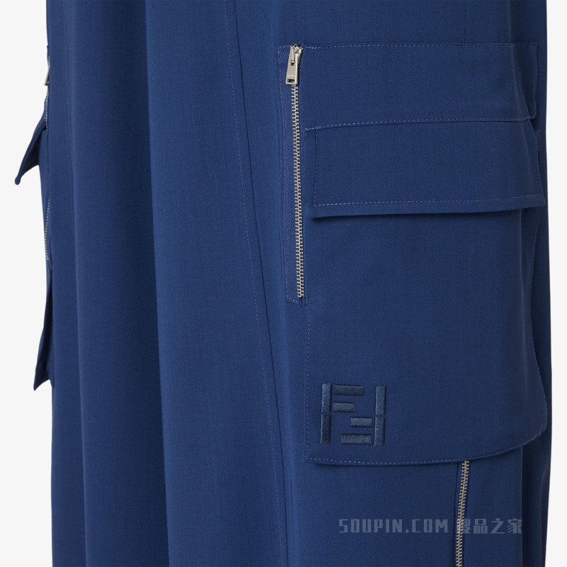 长裤 蓝色羊毛华达呢长裤