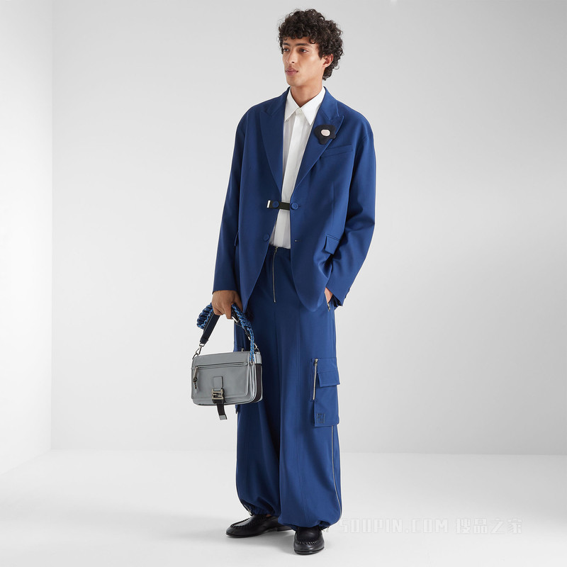 长裤 蓝色羊毛华达呢长裤