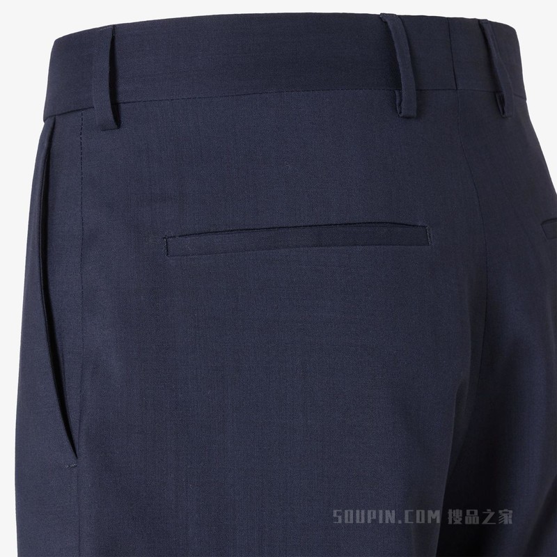 长裤 深蓝色绵羊毛帆布长裤