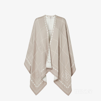 斗篷 象牙白和鸽子灰色绵羊毛斗篷