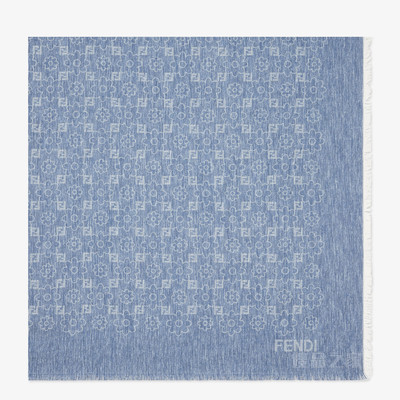 FF披巾 蓝色棉质和桑蚕丝披巾