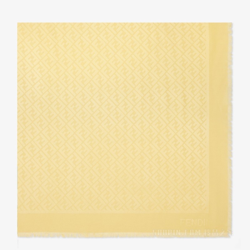 FF披巾 黄色桑蚕丝和羊毛混纺披肩