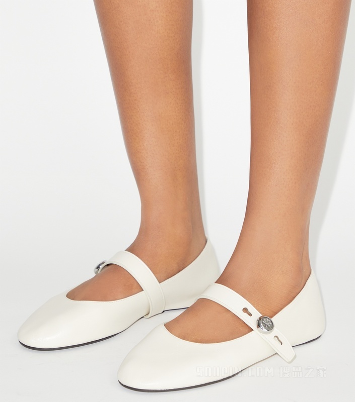 宽版 Romy 玛丽珍鞋 浅奶油色